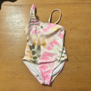 Arizona Jean Co. Girls One Piece Swimsuit Tie Dye Pink Yellow‎ White XXS 4/5